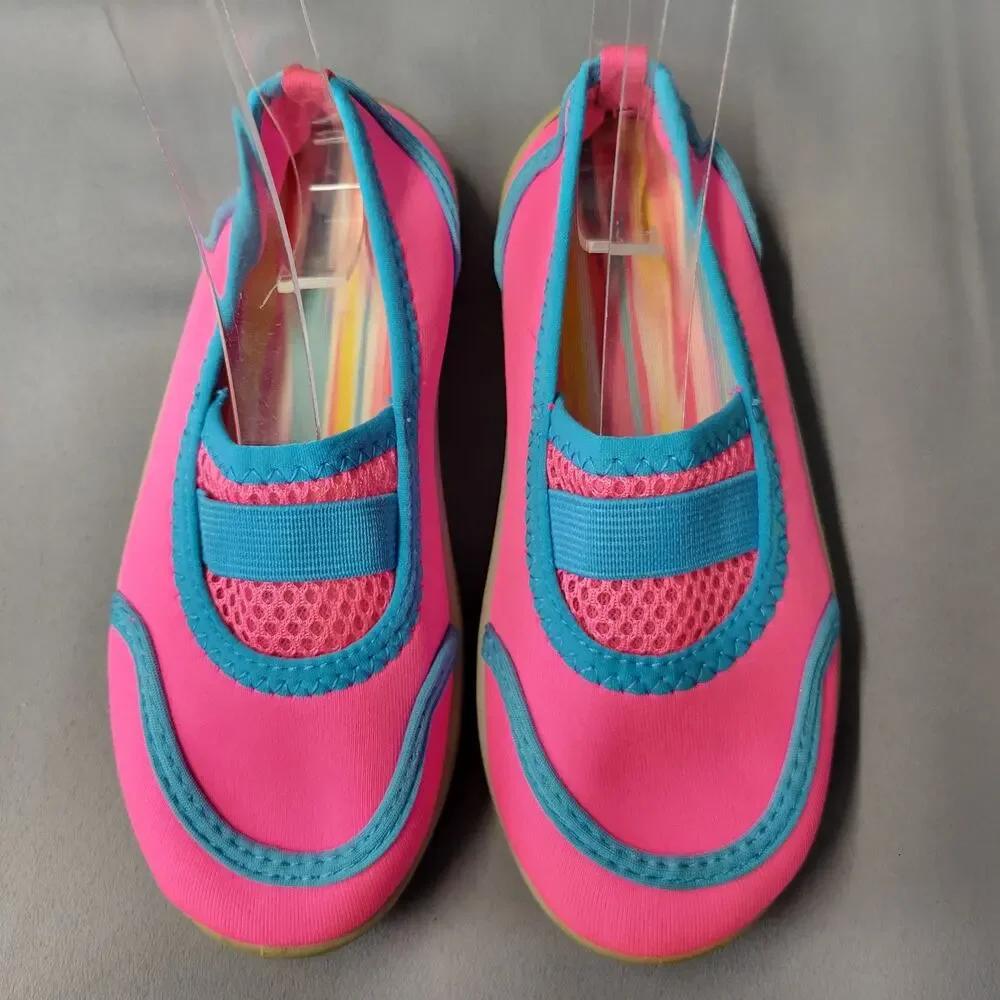 Athletic Works Water Shoes Girls Youth 11-12 Mesh Soft Bright Pink Blue Fast Dry